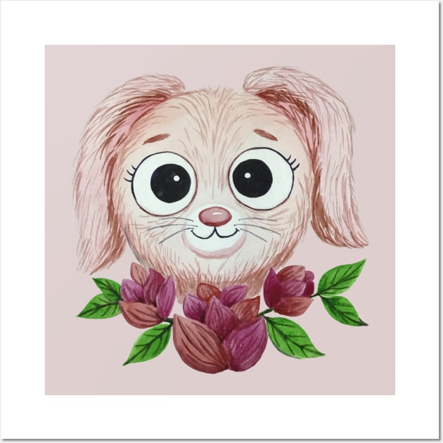 watercolor cute pink rabbit Wall Art by Keen_On_Colors